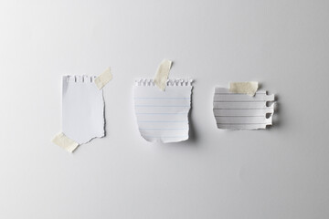White sticky memo notes with copy space on white background