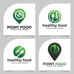 set of health food logo vector design template