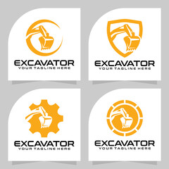 set of excavator logo vector design template