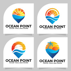 set of ocean logo vector design template