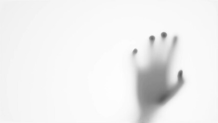shadow's hand creeps behind the door, out of focus. Thriller, horror concept.