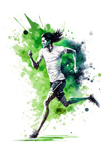 Fototapeta na wymiar Colorful paint running athlete on transparent background, Generative AI.
