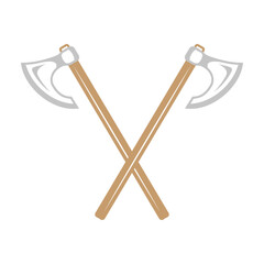 Vector illustration of two crossed axes. Crossed Axes weapon Silhouette war icon. 