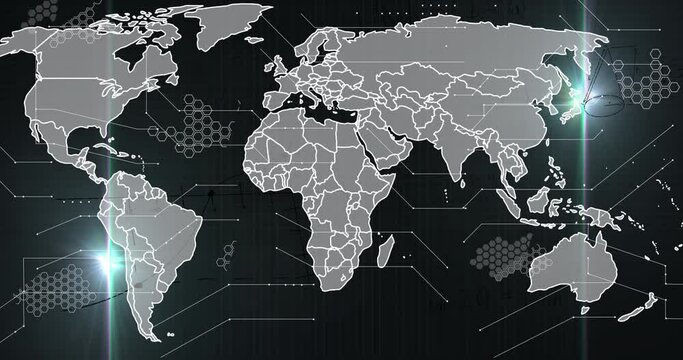 Animation of data processing over world map
