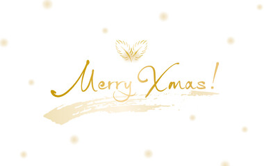 Fototapeta na wymiar クリスマスカード　『Merry Xmas!』　羽根　雪　イメージ　フレーム