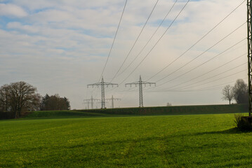 Power lines crossing the landscape