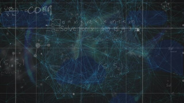 Animation of network of connections over mathematical equations