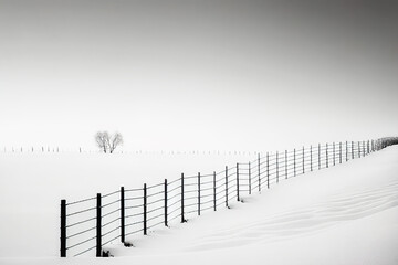 AI art - minimalistic winter landscape
