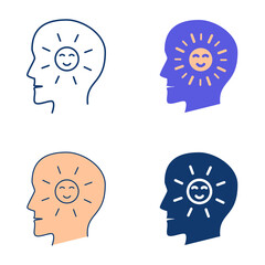 Optimism icon set in flat and line style