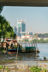Fototapeta na wymiar City scape in Ho Chi Minh city,Viet Nam, Bitexco tower view, travel concept