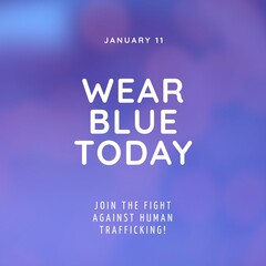 Image of wear blue today on blue and violet background