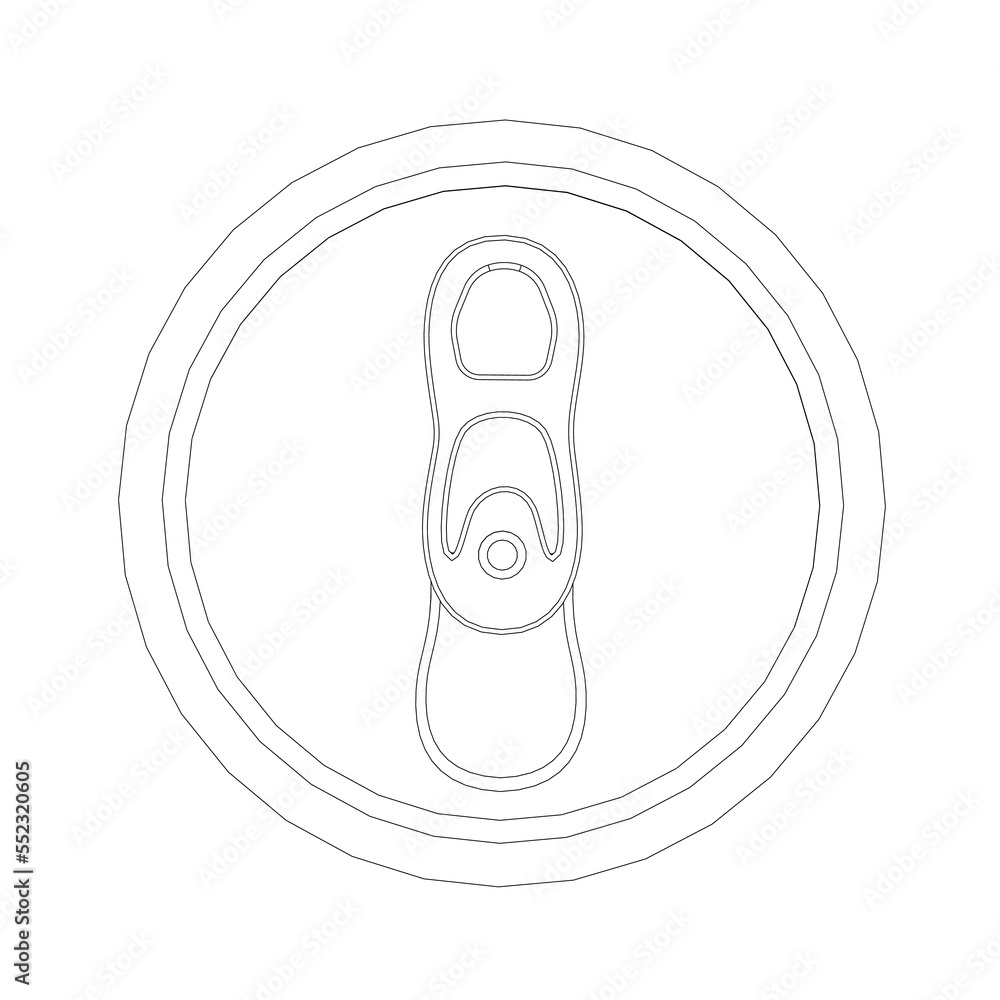 Aufkleber outline of a can for drinks from black lines isolated on a white background. view from above. vector