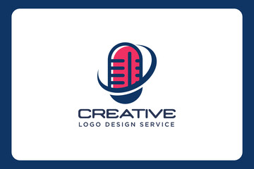 Podcast Radio Logo, podcast logo or Mobile microphone Logo