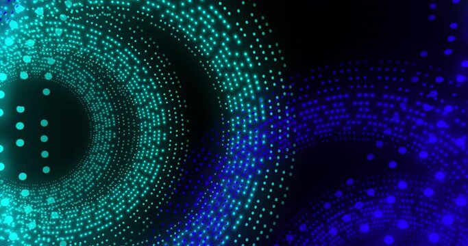 Animation of flashing green and blue lights pattern on black background