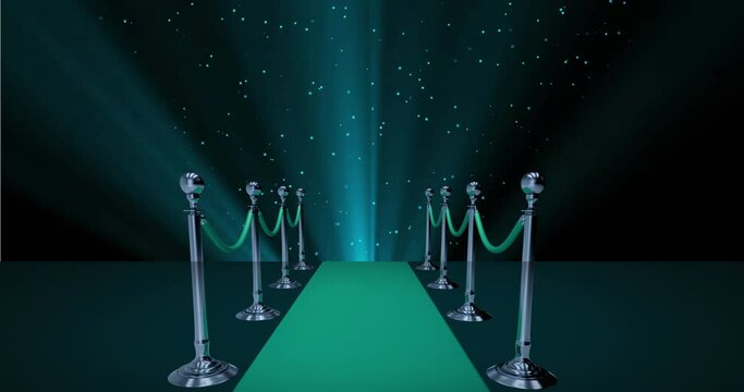 Animation of glowing spots of light falling over green carpet background