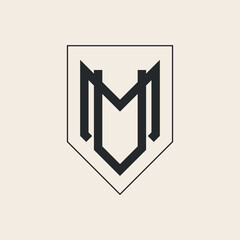 letter m u monogram art logo vector design. - obrazy, fototapety, plakaty