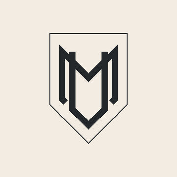 letter m u monogram art logo vector design.