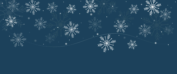 Elegant winter snowflake background vector illustration. Luxury decorative snowflake and sparkle on dark blue background. Design suitable for invitation card, greeting, wallpaper, poster, banner.