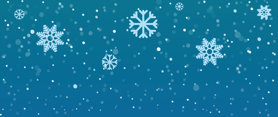 Elegant winter snowflake background vector illustration. Luxury decorative snowflake and snowfall on bokeh blue background. Design suitable for invitation card, greeting, wallpaper, poster, banner.
