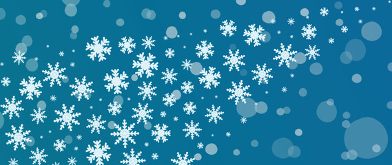 Elegant winter snowflake background vector illustration. Luxury decorative snowflake and snowfall on bokeh blue background. Design suitable for invitation card, greeting, wallpaper, poster, banner.