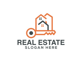 modern real estate  business logo with keys Vector Template