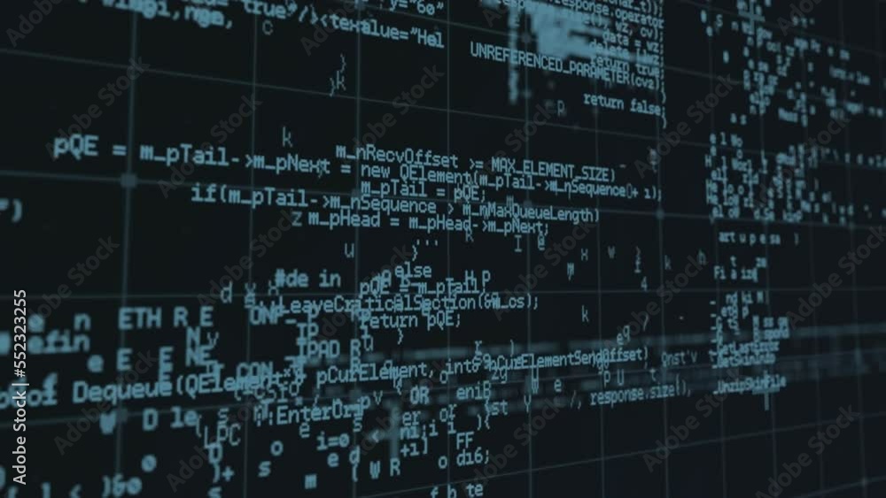 Aufkleber animation of glitch effect over data processing against black background