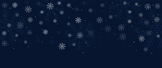 Elegant winter snowflake background vector illustration. Luxury decorative snowflake and sparkle on dark blue background. Design suitable for invitation card, greeting, wallpaper, poster, banner.