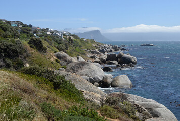 Fototapeta na wymiar Rocky coastline with huge boulders on Cape Peninsula, South Africa