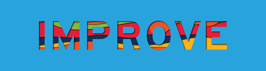 Letter with papercut style in word improve on blue background