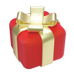 Christmas red gift box 3D illustration