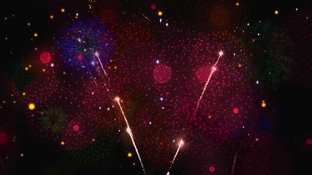 Animation of fireworks on black backrgound