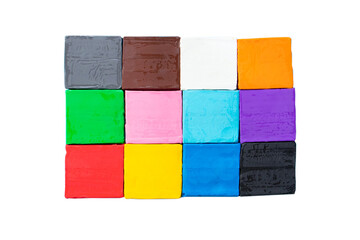 Multi color Plasticine textured background has a rough surface. It is a rectangular box connected...