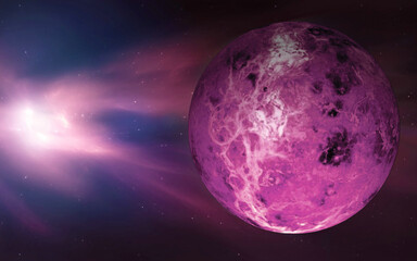 Bright Sun against dark starry sky in Solar System, elements of this image furnished by NASA. 3d render