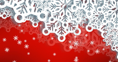 Fototapeta na wymiar Image of christmas decorations on red background