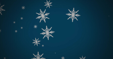 Fototapeta na wymiar Composite of christmas snow falling over blue background