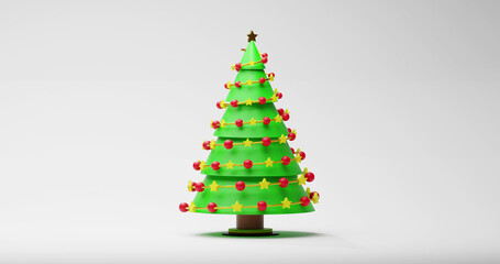 Image of christmas tree on white background