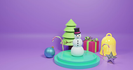 Image of christmas decorations over purple background
