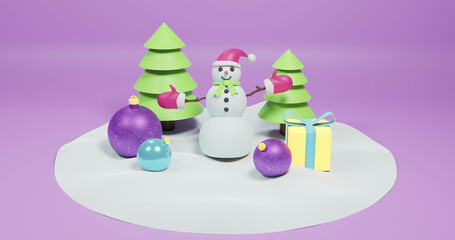 Image of christmas decorations over purple background