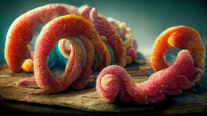 Parasites, worms, closeup view, generative ai illustration