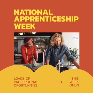 Composition Of National Apprenticeship Week Text Over Diverse Business People