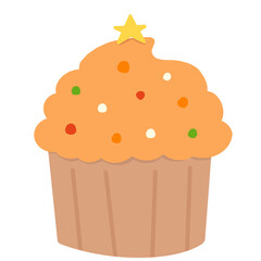 Cupcake with orange cream cartoon 