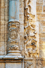 Medieval stone decoration in the Valencia Cathedral, Spain