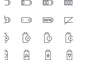 Battery concept. Modern outline high quality illustration for banners, flyers and web sites. Editable stroke in trendy flat style. Line icon of battery
