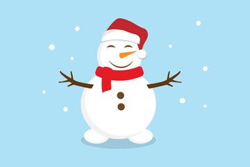 Snowman icon flat style.Vector illustration isolated on white background.