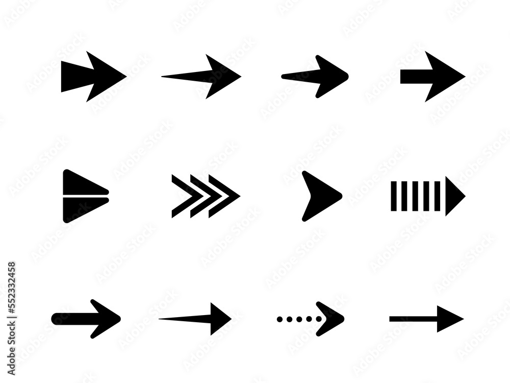 Poster arrows set vector collection. arrow icon. arrow. cursor simple arrows. on a white background vector 
