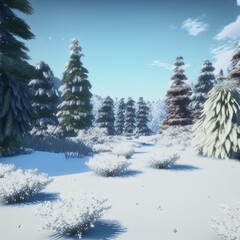 Naklejka premium winter snowy mountain scene created by generative ai