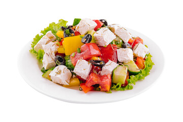 Greek salad with feta, tomatoes, olives