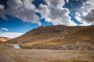 landscape with blue sky and clouds