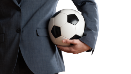 Manager holding a soccer ball