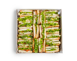 Fingerfood catering sandwiches in box for delivery service